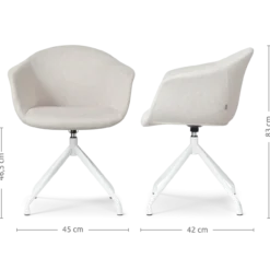 Eetkamerstoel Nola-Otis draaibaar beige - wit - set van 2