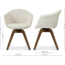 Eetkamerstoel Noor-Otis walnoot cottonbeige