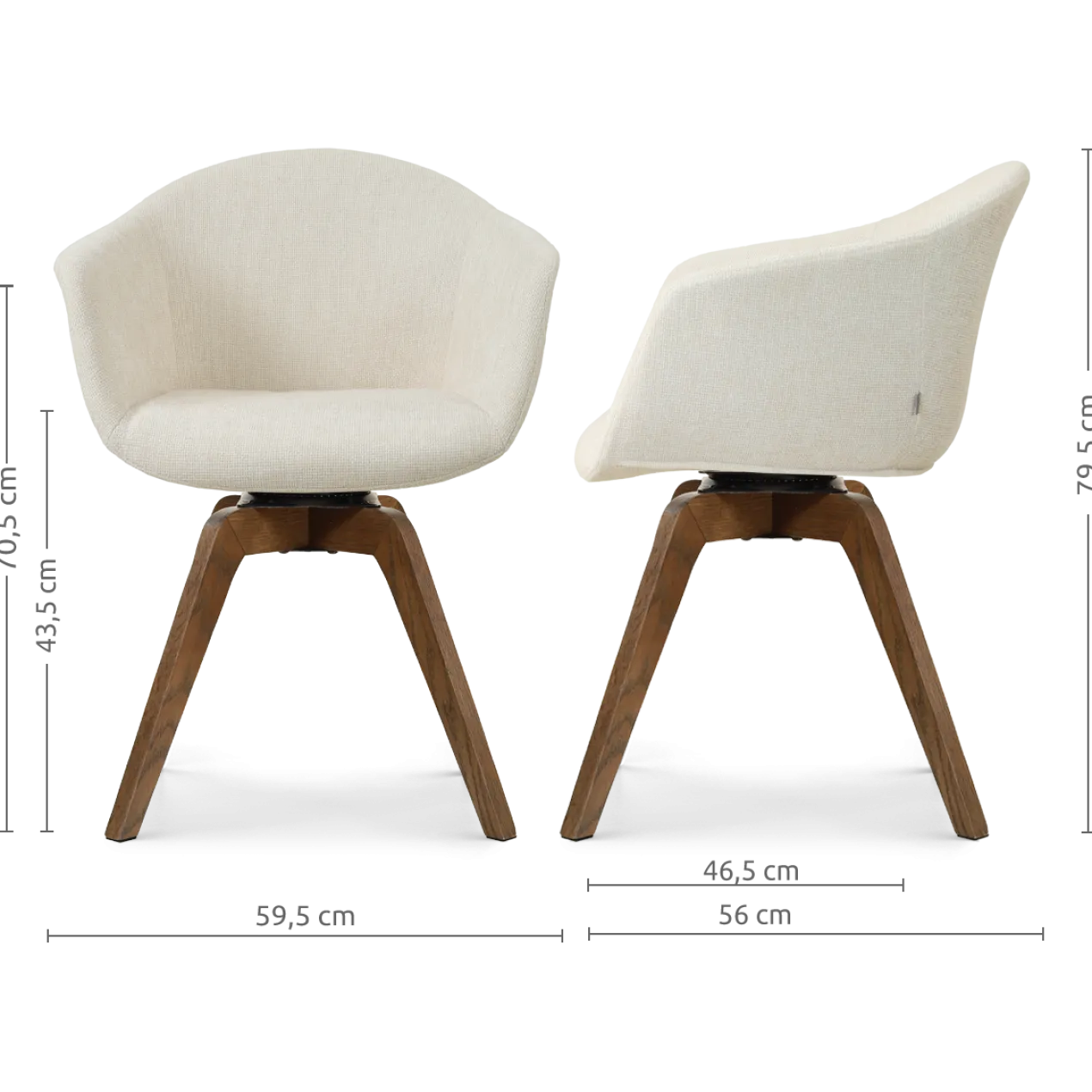 Eetkamerstoel Noor-Otis walnoot cottonbeige