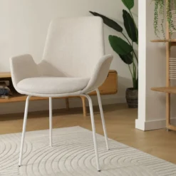Eetkamerstoel Nora-Eef beige - wit onderstel