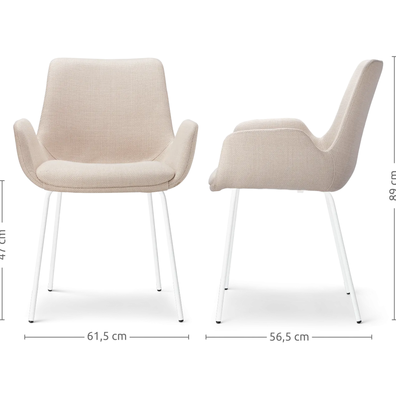 Eetkamerstoel Nora-Eef beige - wit onderstel