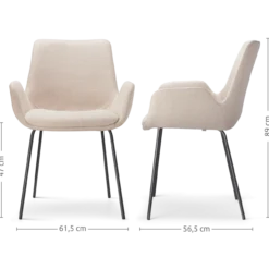 Eetkamerstoel Nora-Eef beige - zwart onderstel - set van 2
