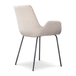 Eetkamerstoel Nora-Eef beige - zwart onderstel - set van 2