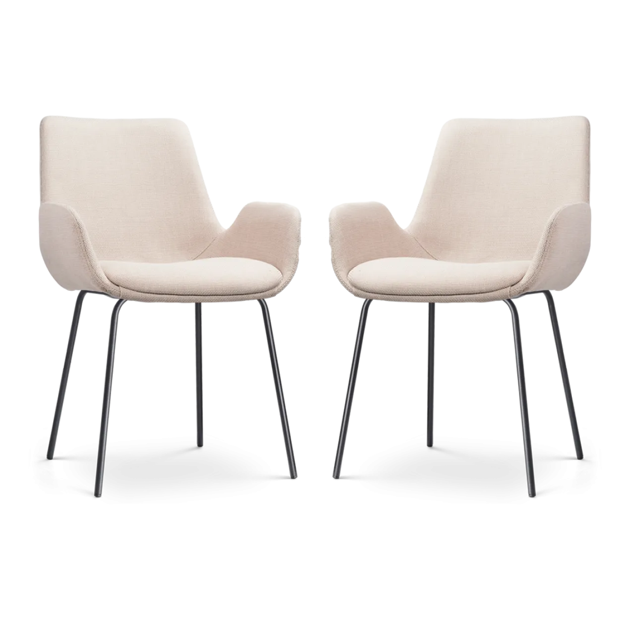 Eetkamerstoel Nora-Eef beige - zwart onderstel - set van 2
