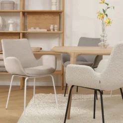 Eetkamerstoel Nora-Eef beige - zwart onderstel