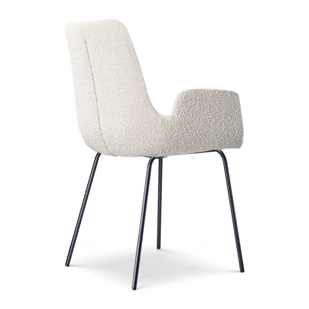 Eetkamerstoel Nora-Eef bouclé beige - zwart onderstel
