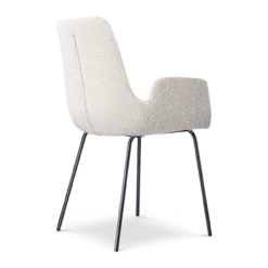 Eetkamerstoel Nora-Eef bouclé beige - zwart - set van 2