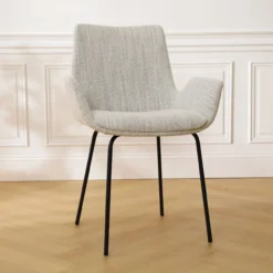 Eetkamerstoel Nora-Eef grijs beige gemêleerd - zwart