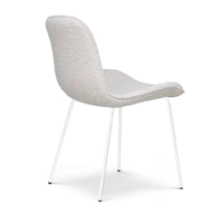 Eetkamerstoel Nora-Fé bouclé beige - wit onderstel
