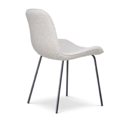 Eetkamerstoel Nora-Fé bouclé beige - zwart onderstel
