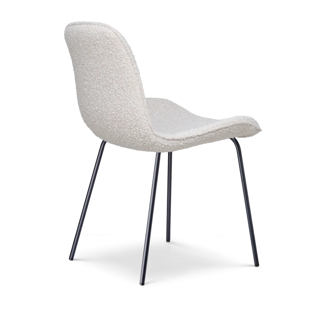 Eetkamerstoel Nora-Fé bouclé beige - zwart onderstel