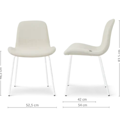 Eetkamerstoel Nora-Fé wit onderstel cottonbeige