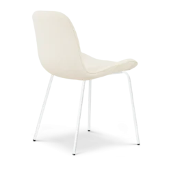 Eetkamerstoel Nora-Fé wit onderstel rib beige