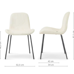 Eetkamerstoel Nora-Fé zwart onderstel rib beige