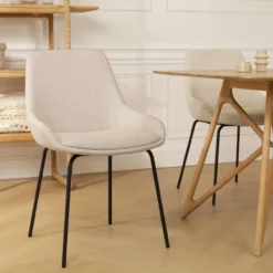 Eetkamerstoel Nora-Isa beige - zwart onderstel