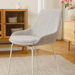 Eetkamerstoel Nora-Isa beige gemêleerd - wit onderstel
