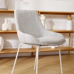 Eetkamerstoel Nora-Isa beige gemêleerd - wit onderstel
