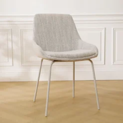 Eetkamerstoel Nora-Isa beige gemêleerd - wit onderstel