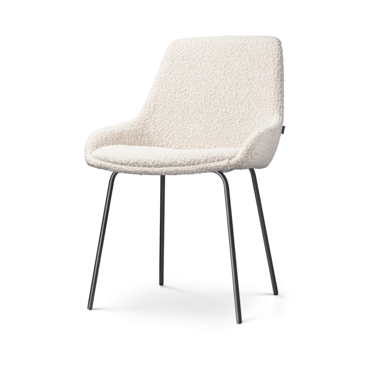 Eetkamerstoel Nora-Isa bouclé beige - zwart onderstel