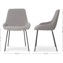 Eetkamerstoel Nora-Isa bouclé taupe - zwart - set van 2