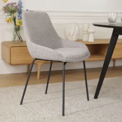 Eetkamerstoel Nora-Isa bouclé taupe - zwart - set van 2