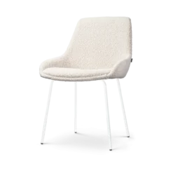 Eetkamerstoel Nora-Isa bouclé beige - wit onderstel