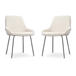 Eetkamerstoel Nora-Isa bouclé beige - zwart - set van 2