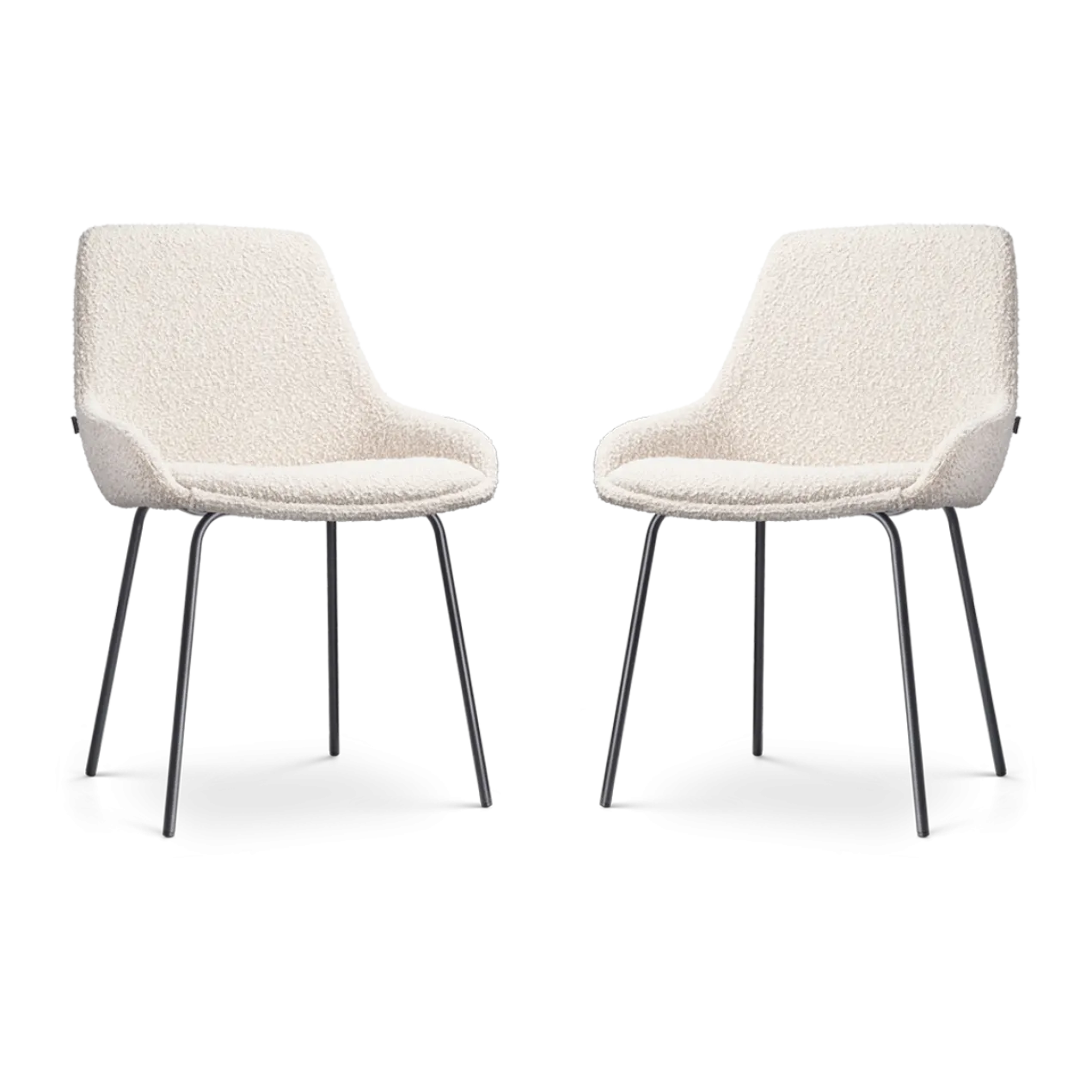 Eetkamerstoel Nora-Isa bouclé beige - zwart - set van 2