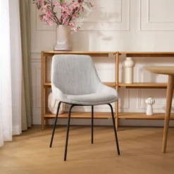 Eetkamerstoel Nora-Isa grijs beige gemêleerd - zwart