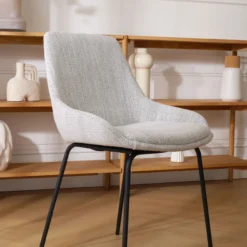 Eetkamerstoel Nora-Isa grijs beige gemêleerd - zwart