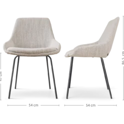 Eetkamerstoel Nora-Isa grijs beige gemêleerd - zwart