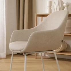 Eetkamerstoel Nora-Mae beige - wit onderstel
