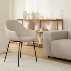 Eetkamerstoel Nora-Mae beige - zwart onderstel