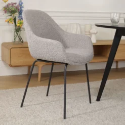 Eetkamerstoel Nora-Mae bouclé taupe - zwart - set van 2