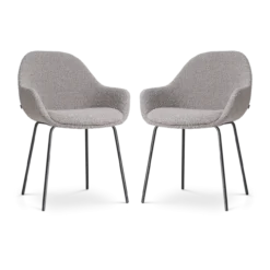 Eetkamerstoel Nora-Mae bouclé taupe - zwart - set van 2