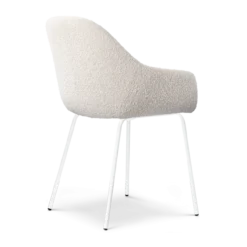 Eetkamerstoel Nora-Mae bouclé beige - wit onderstel