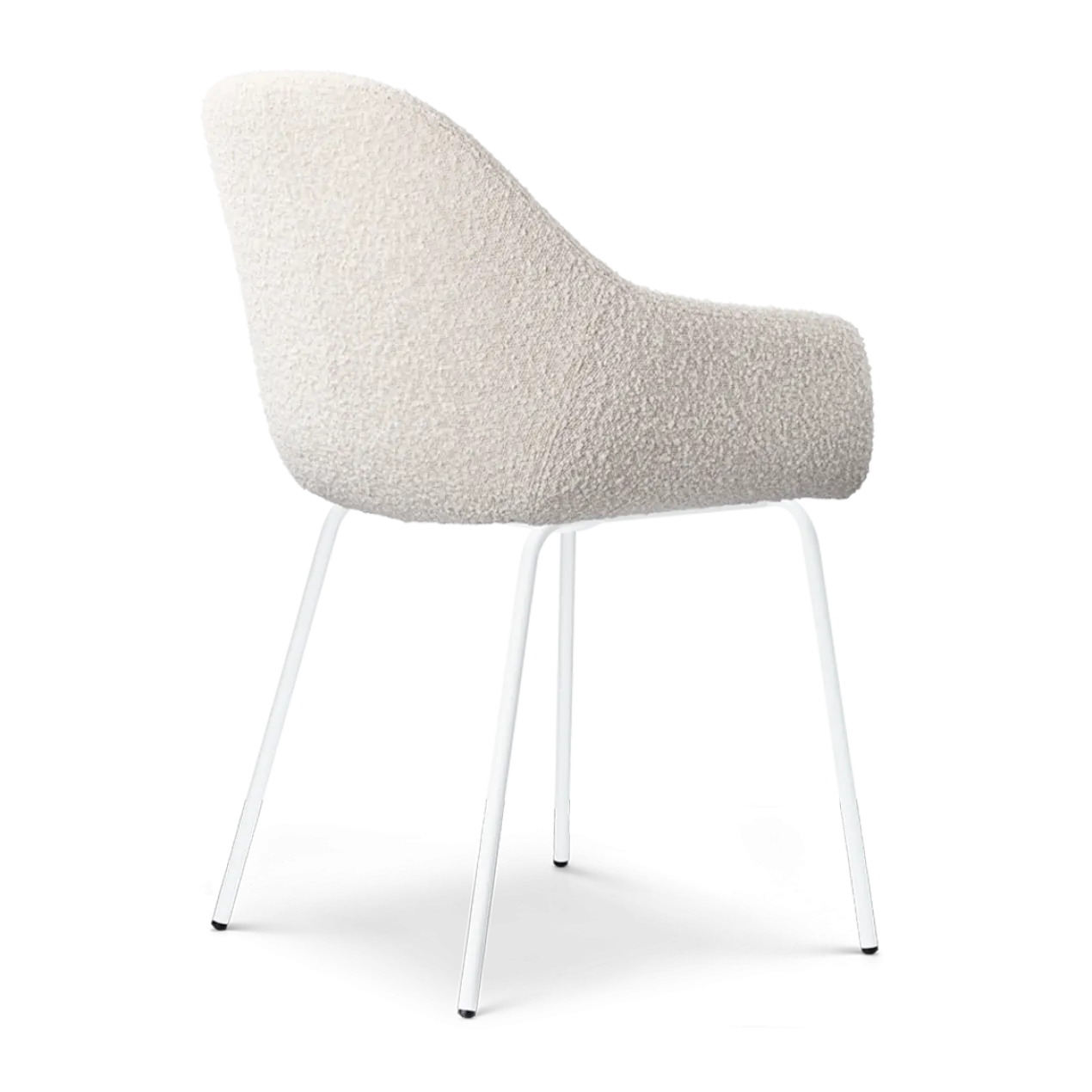 Eetkamerstoel Nora-Mae bouclé beige - wit onderstel