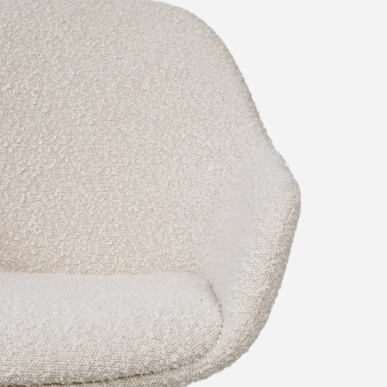 Eetkamerstoel Nora-Mae bouclé beige - wit onderstel