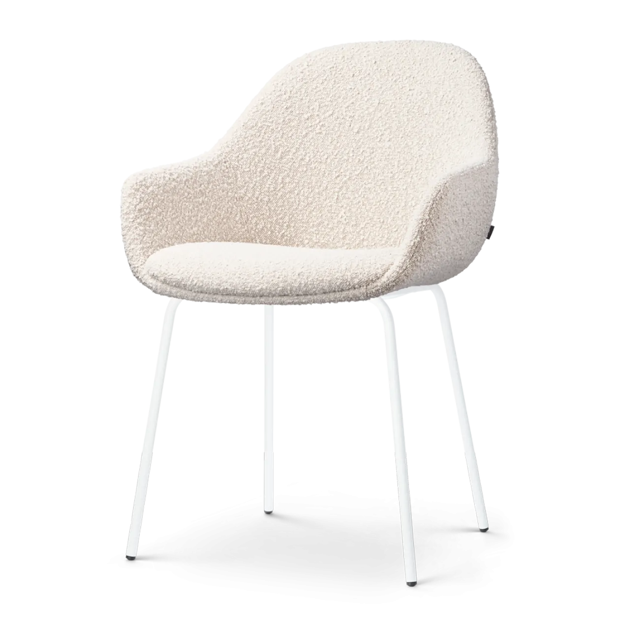 Eetkamerstoel Nora-Mae bouclé beige - wit onderstel