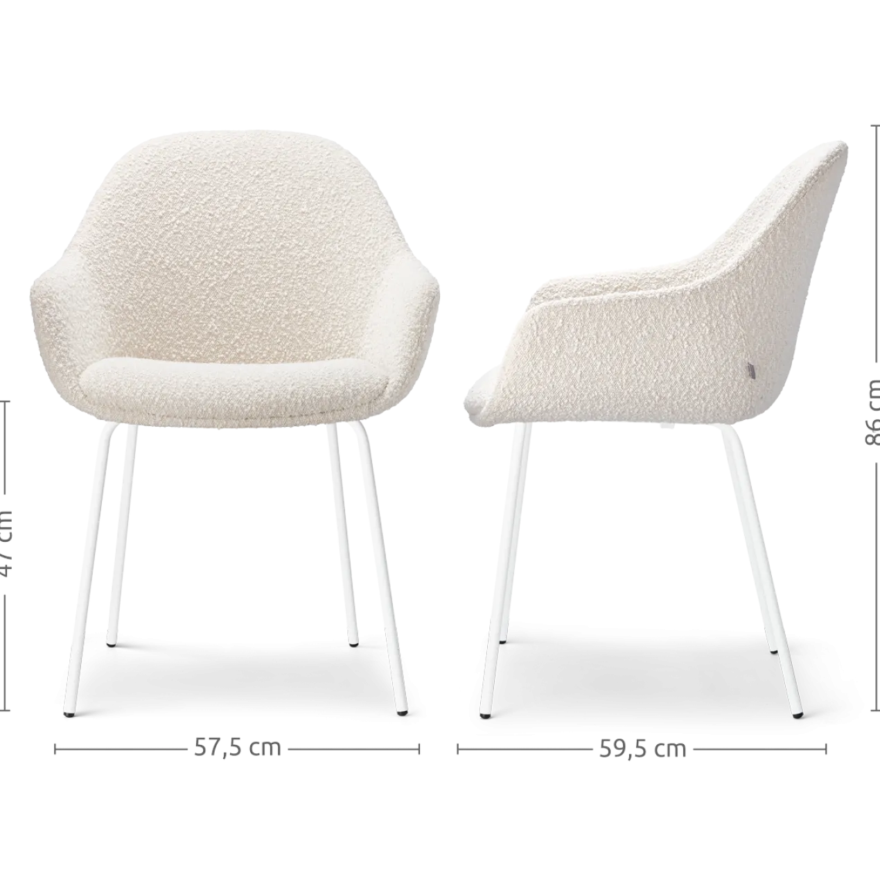 Eetkamerstoel Nora-Mae bouclé beige - wit - set van 2