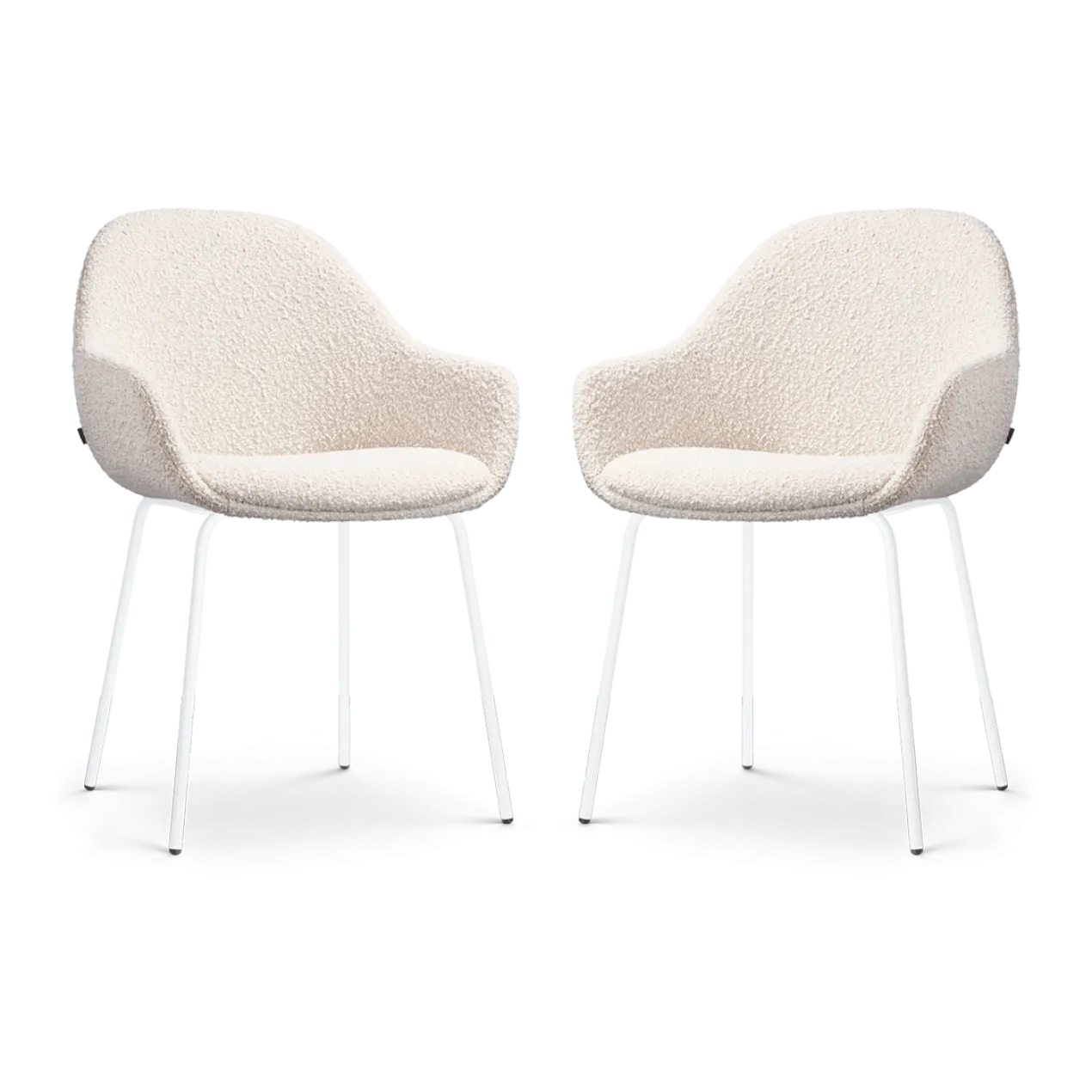 Eetkamerstoel Nora-Mae bouclé beige - wit - set van 2