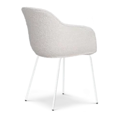 Eetkamerstoel Nora-Mare bouclé beige - wit onderstel