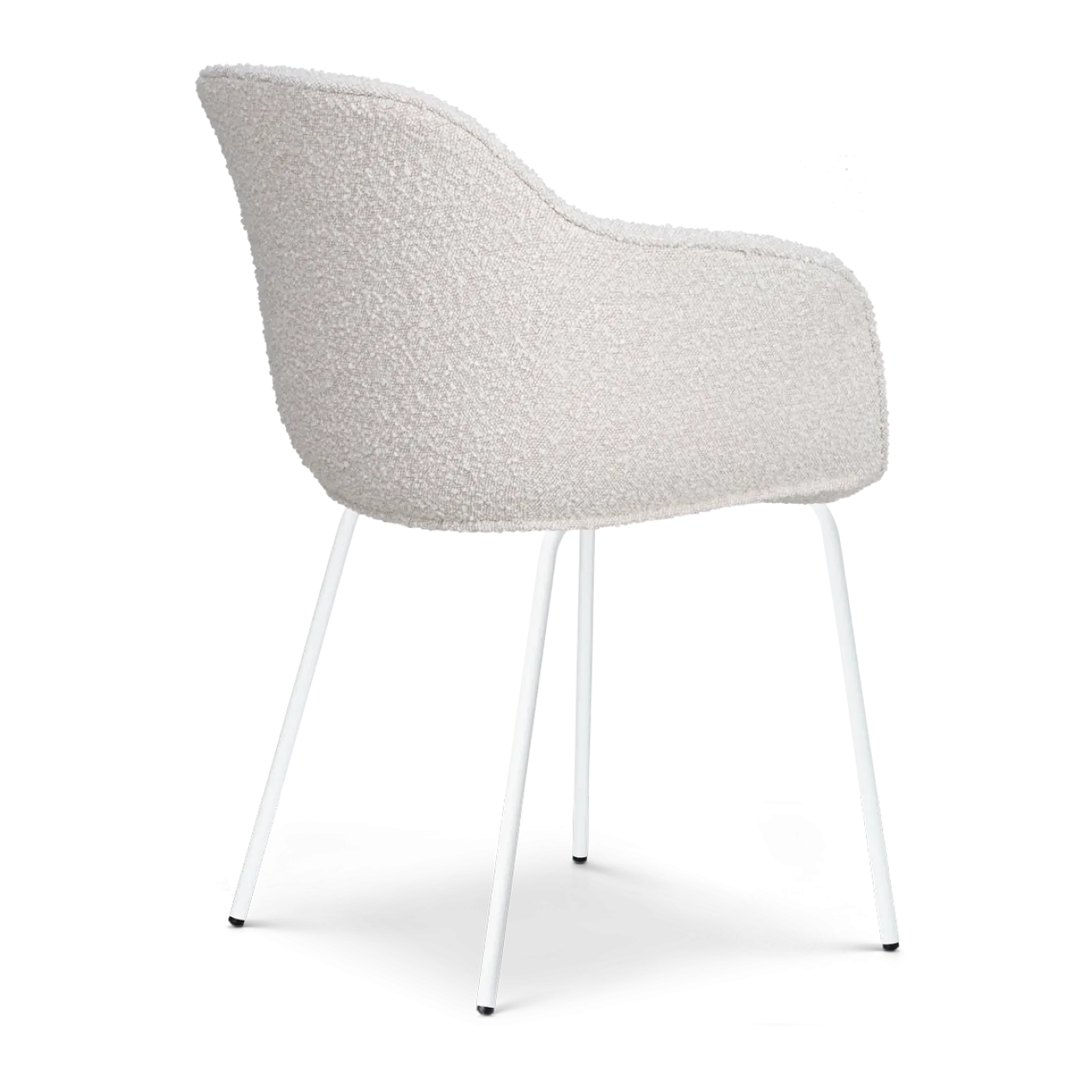 Eetkamerstoel Nora-Mare bouclé beige - wit onderstel