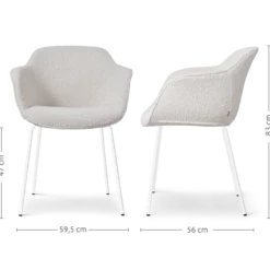 Eetkamerstoel Nora-Mare bouclé beige - wit onderstel