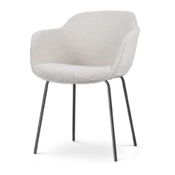Eetkamerstoel Nora-Mare bouclé beige - zwart onderstel