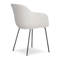 Eetkamerstoel Nora-Mare bouclé beige - zwart onderstel