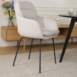 Eetkamerstoel Nora-Mia beige - zwart onderstel