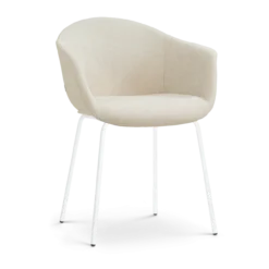 Eetkamerstoel Nora-Otis cottonbeige wit onderstel