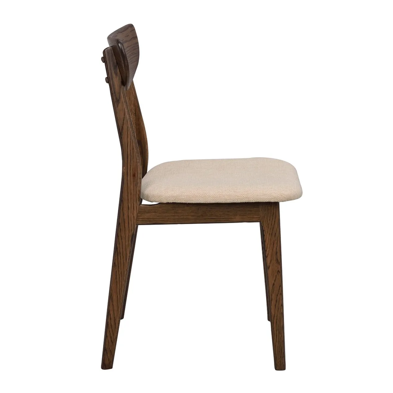 Eetkamerstoel Rodham donker eiken - gestoffeerde zitting Rodham houten eetkamerstoel donker eiken - gestoffeerde zitting beige