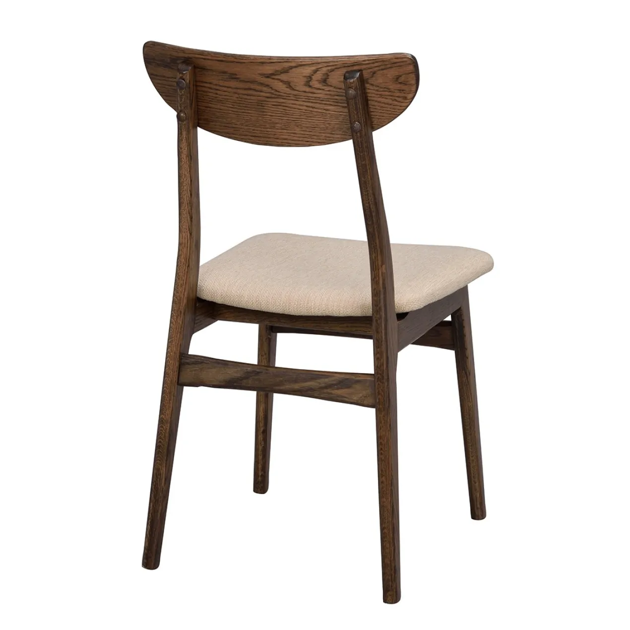 Eetkamerstoel Rodham donker eiken - gestoffeerde zitting Rodham houten eetkamerstoel donker eiken - gestoffeerde zitting beige